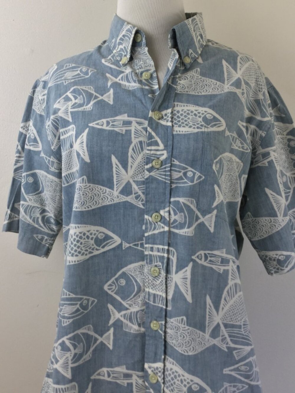 Reyn Spooner Blue Fish Short Sleeve Shirt m - Picture 2 of 7